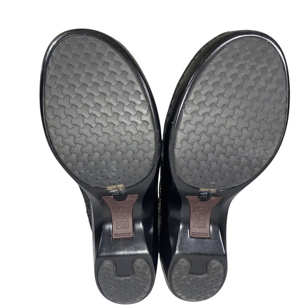 Ariat Womens Black Embossed Leather Clogs With Floral embroidered & studs 10 - Picture 10 of 11